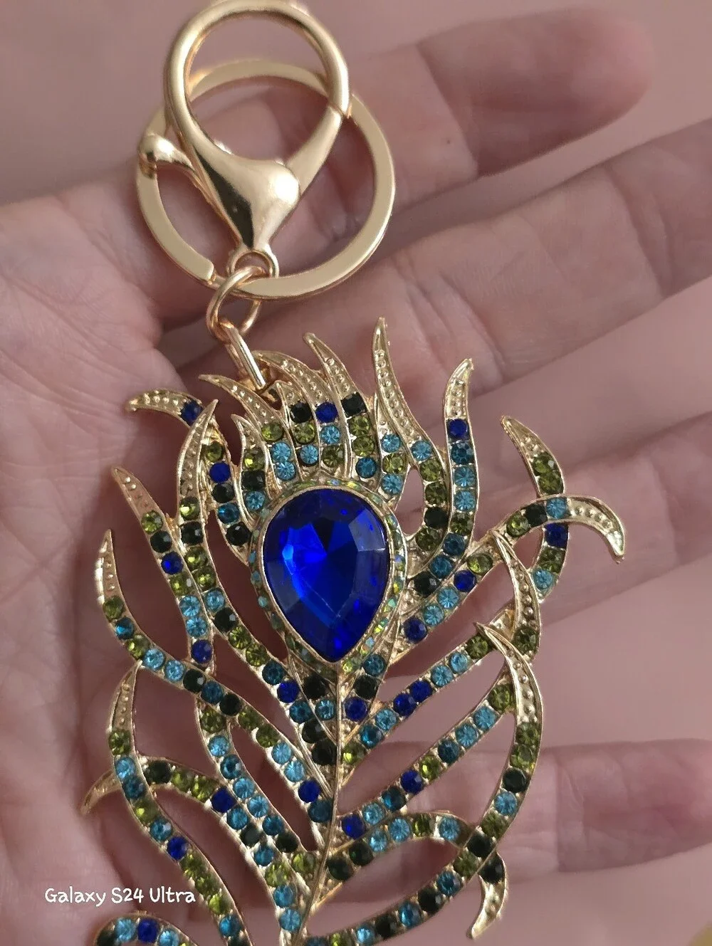 Beautiful Peacock Feather Bag Charm/ Keychain NEW